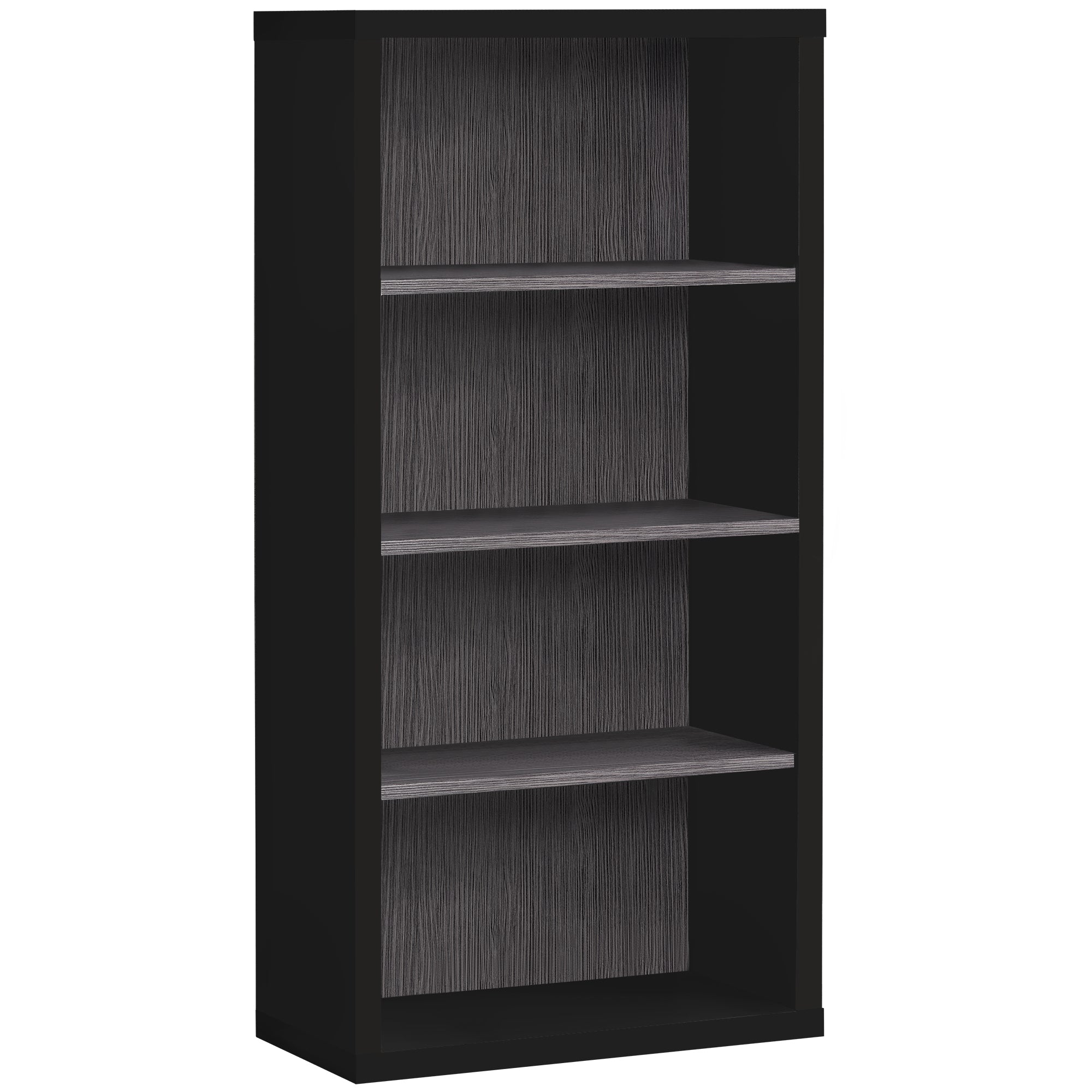 11.75" x 23.75" x 47.5" Black Grey Particle Board Adjustable Shelves  Bookshelf