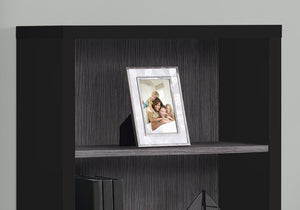 11.75" x 23.75" x 47.5" Black Grey Particle Board Adjustable Shelves  Bookshelf