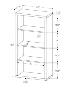 11.75" x 23.75" x 47.5" Black Grey Particle Board Adjustable Shelves  Bookshelf