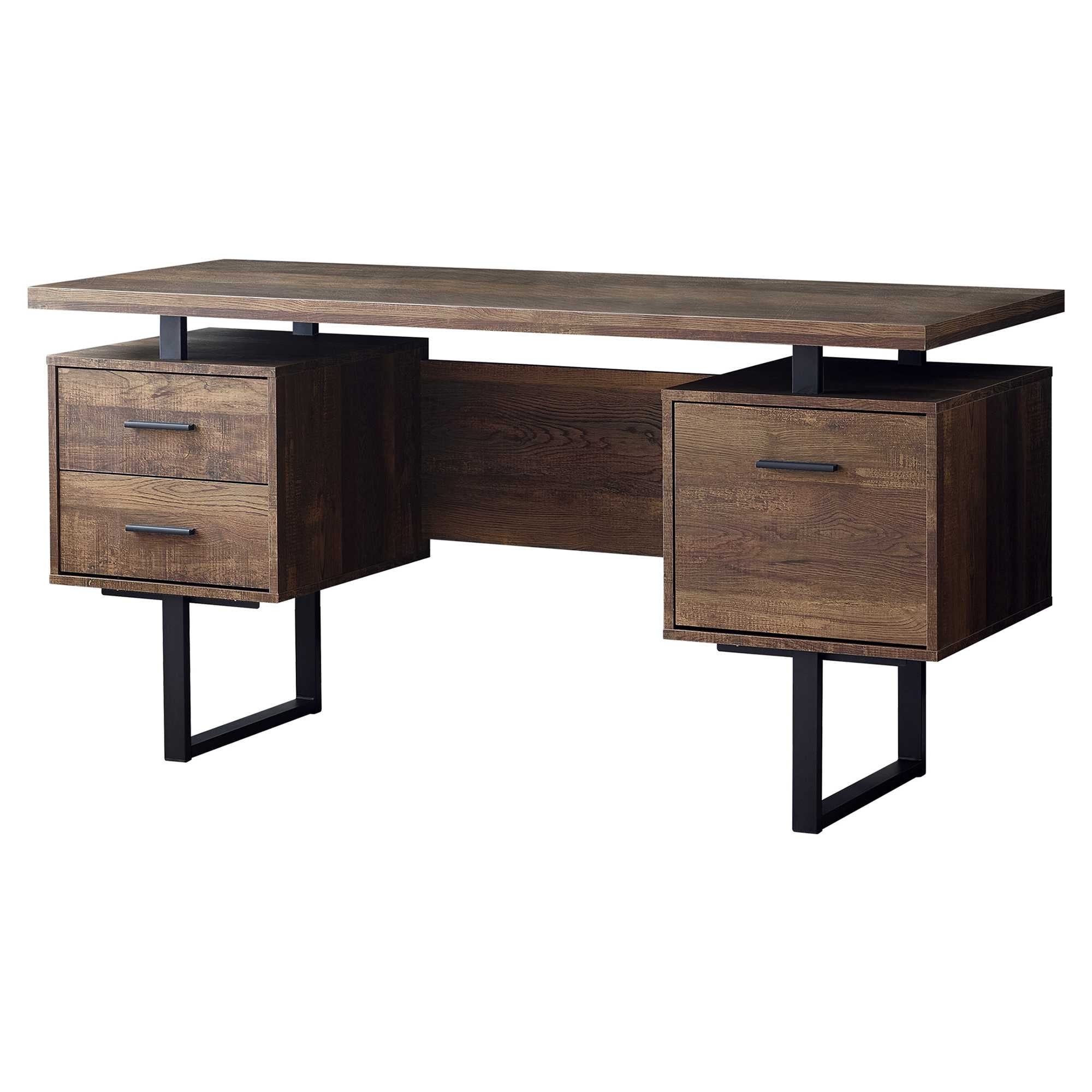 23.75" x 60" x 30.25" Brown Black Particle Board Hollow Core Metal  Computer Desk
