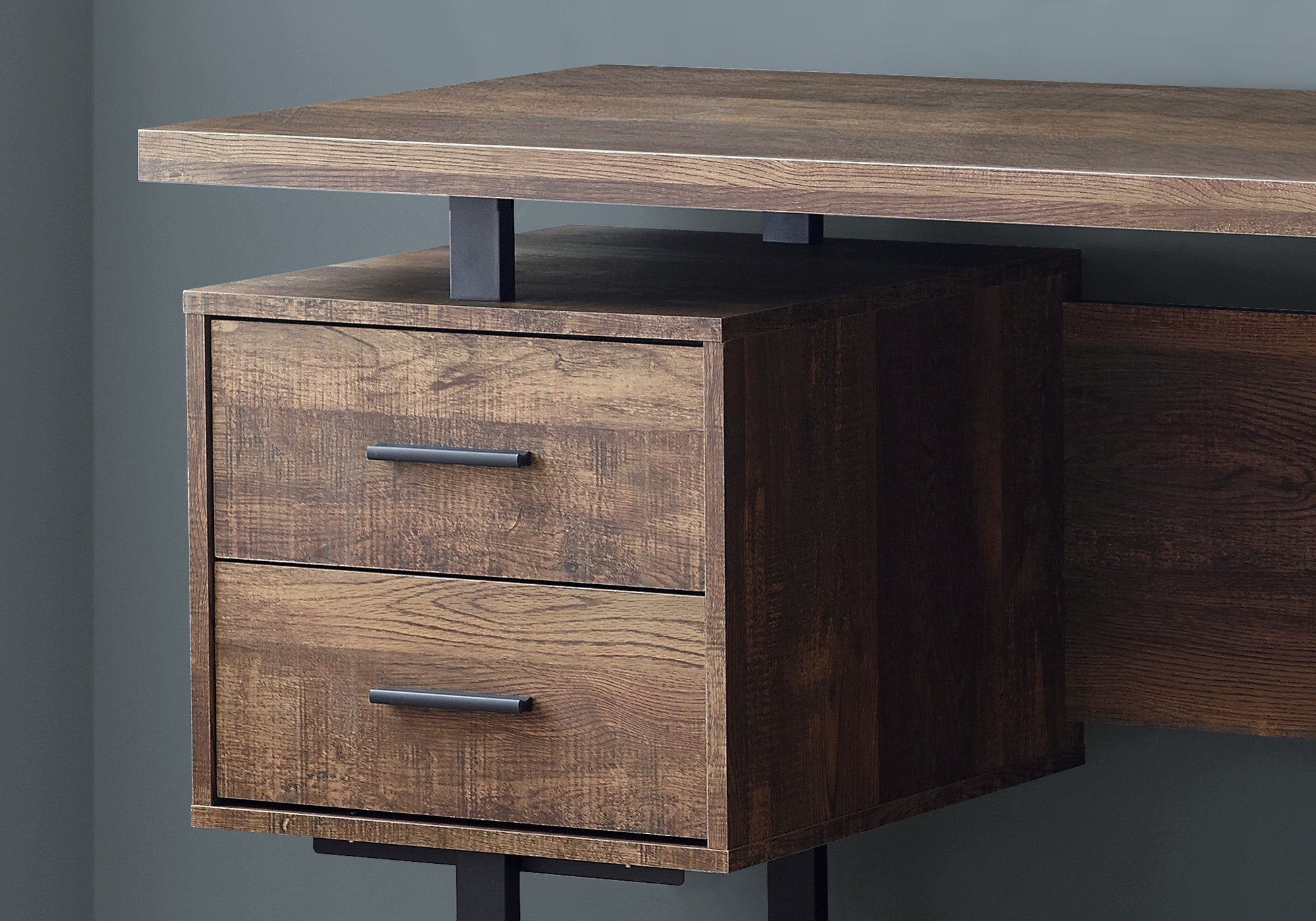 23.75" x 60" x 30.25" Brown Black Particle Board Hollow Core Metal  Computer Desk