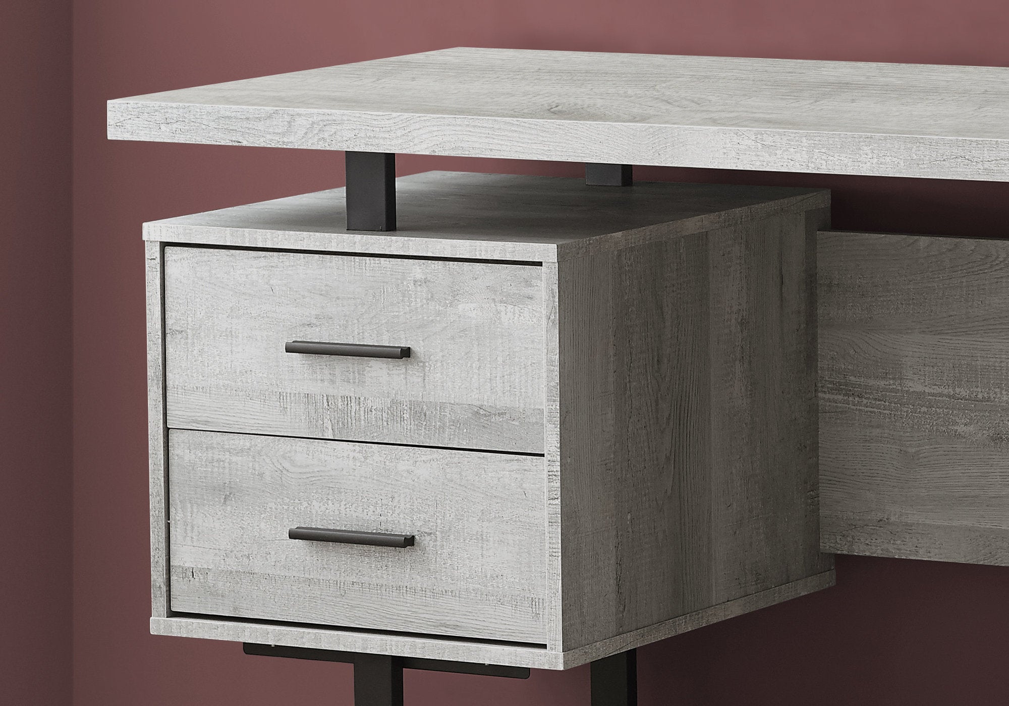 23.75" x 60" x 30.25" Grey Black Particle Board Hollow Core Metal  Computer Desk