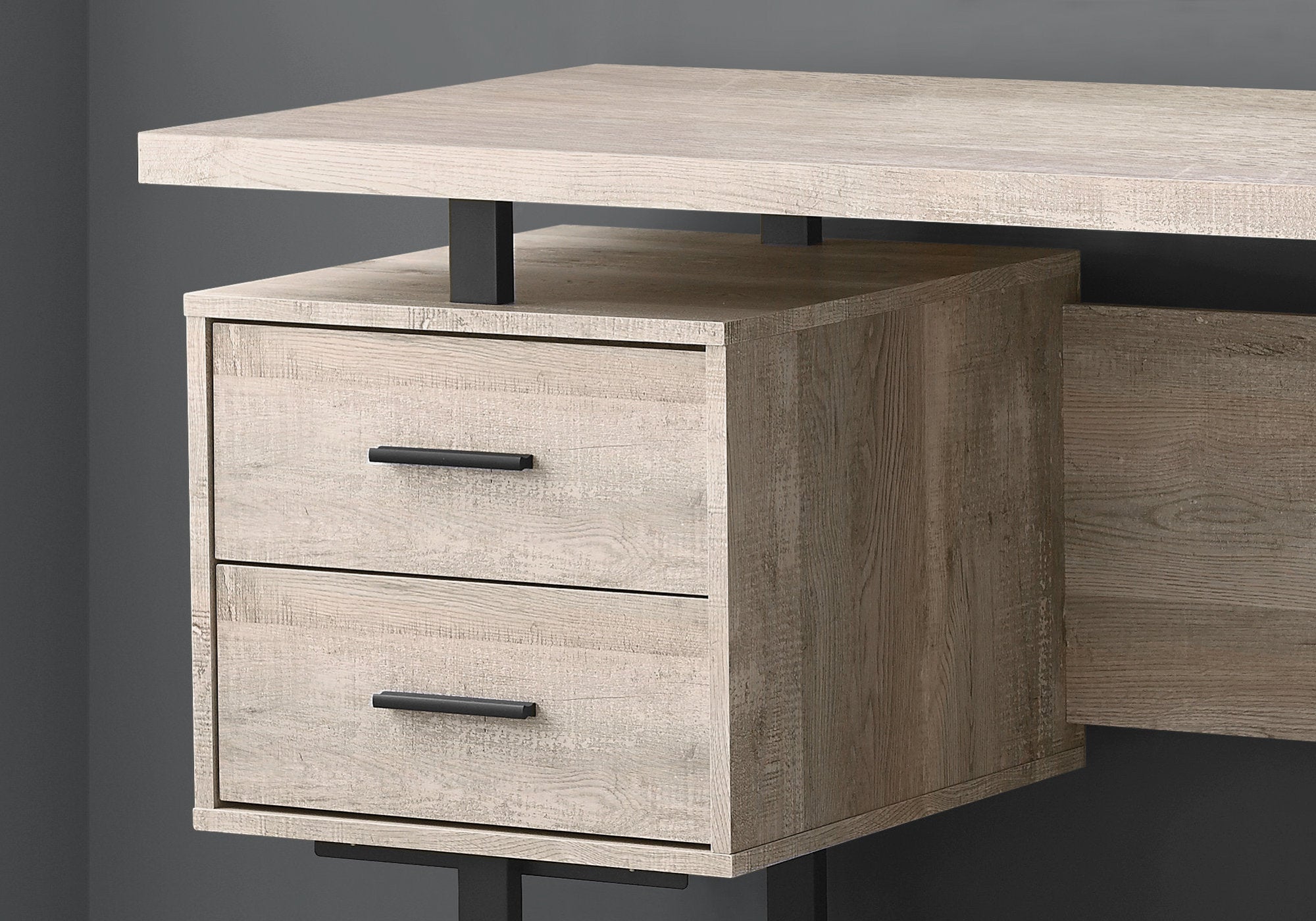 23.75" x 60" x 30.25" Taupe Black Particle Board Hollow Core Metal  Computer Desk