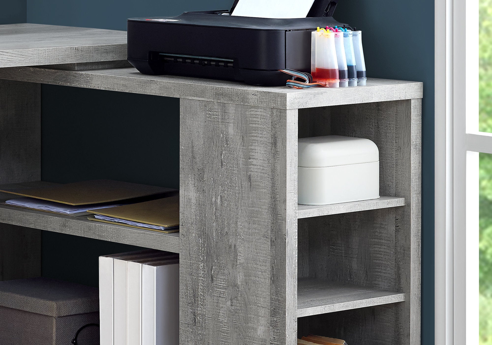 47.25" x 60" x 29" Grey Particle Board Hollow Core  Computer Desk