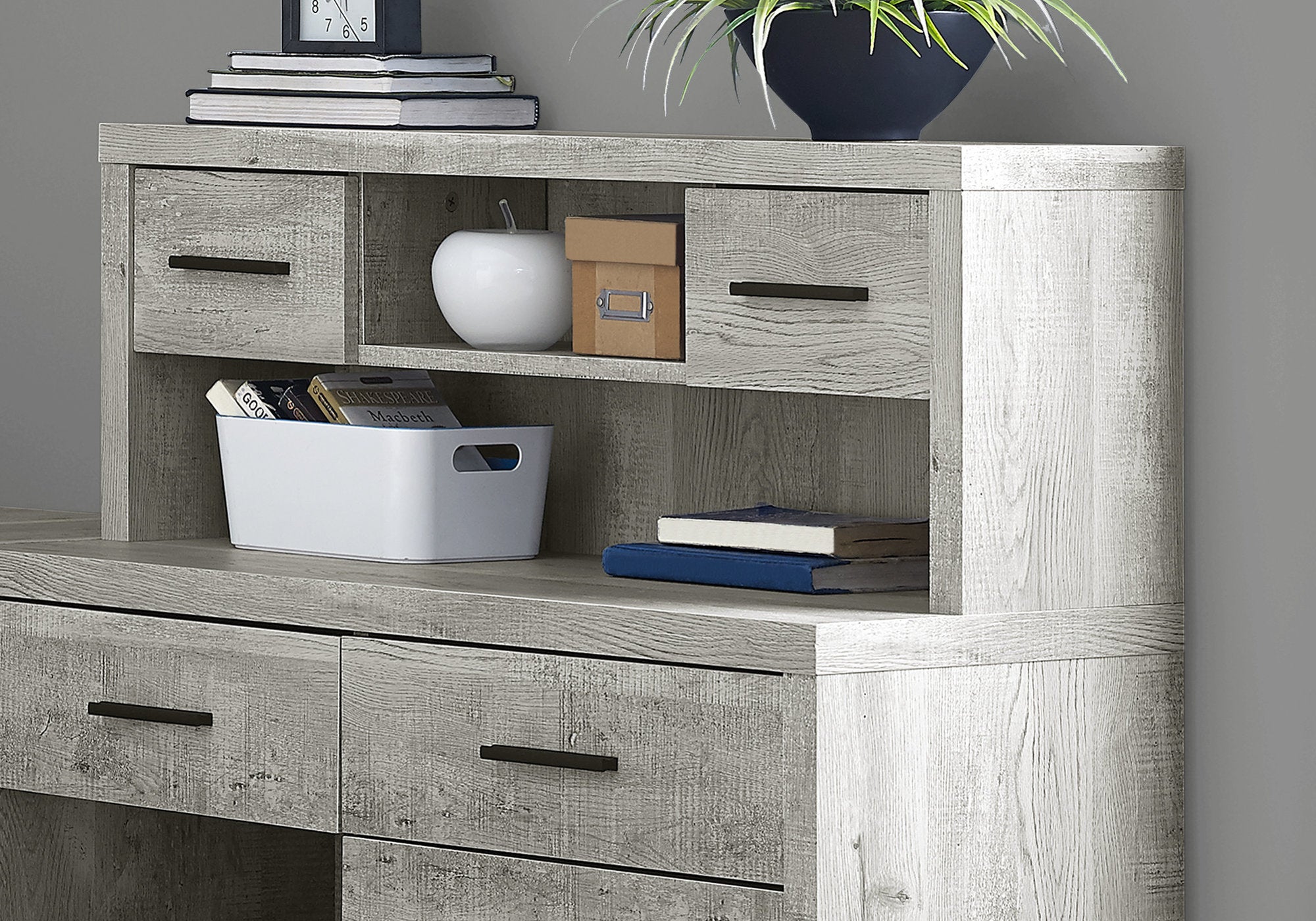 44.75" Grey Reclaimed Wood Particle Board  Laminate and MDF Computer Desk