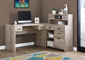 59" x 62.75" x 44.75" Taupe Particle Board Hollow Core  Computer Desk
