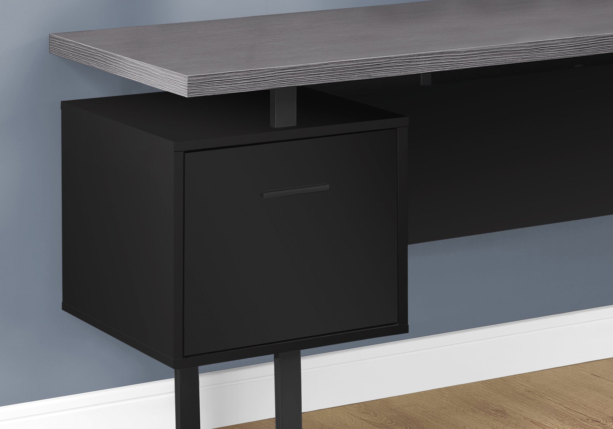 71" x 71" x 30" Black  Grey  Particle Board  Hollow Core  Metal   Computer Desk