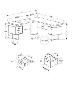 71" x 71" x 30" Black  Grey  Particle Board  Hollow Core  Metal   Computer Desk