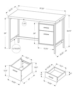 23.75" x 47.25" x 30.75" Black Grey Particle Board Hollow Core Metal  Computer Desk