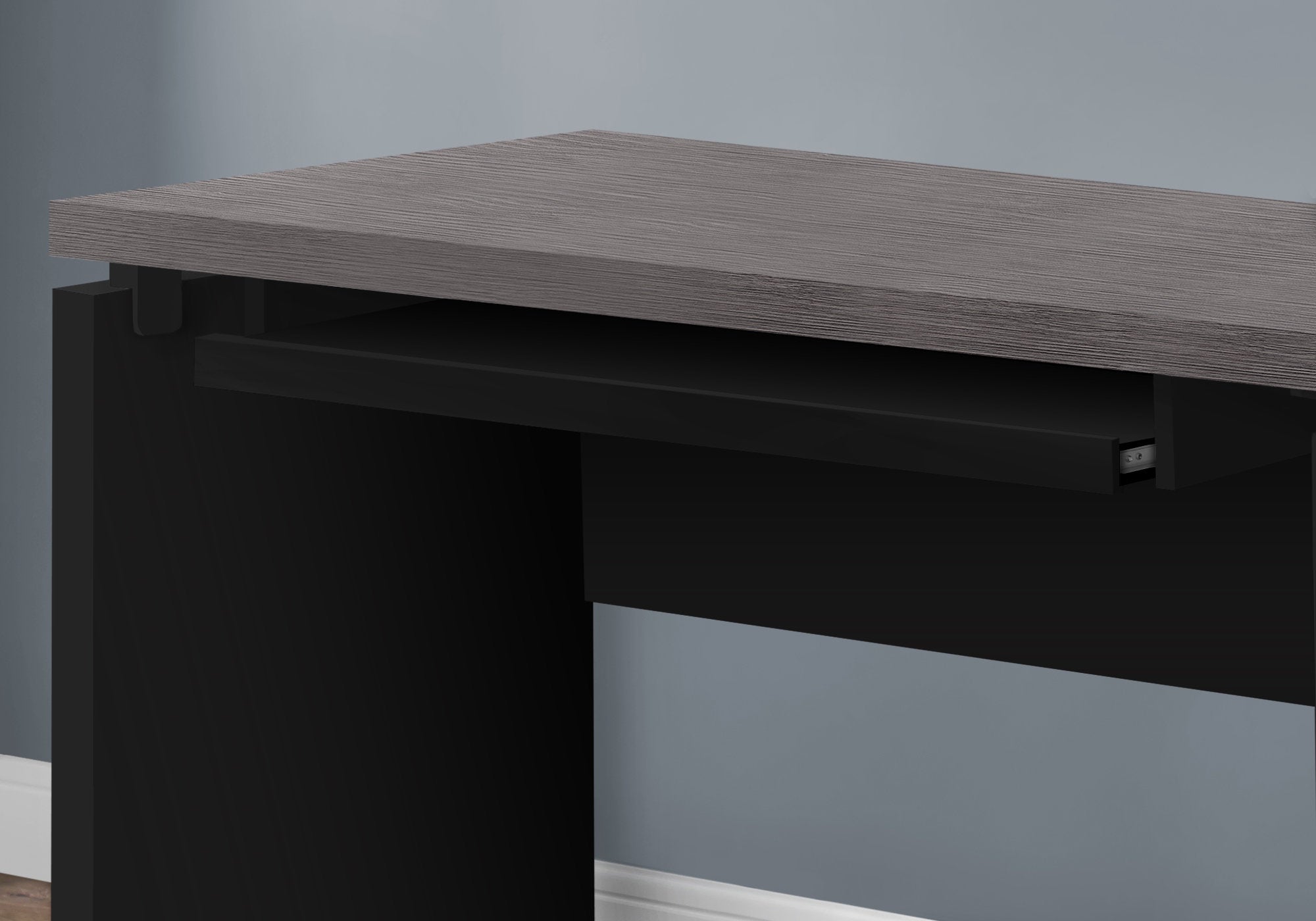 30.75" Black Particle Board  MDF  and Laminate Computer Desk with a Grey Top