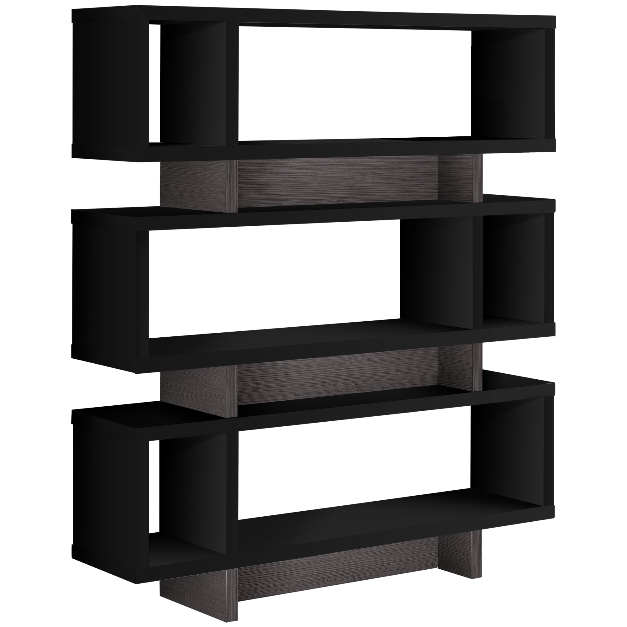12" x 47.25" x 54.75" Black Grey Particle Board Hollow Core  Bookcase