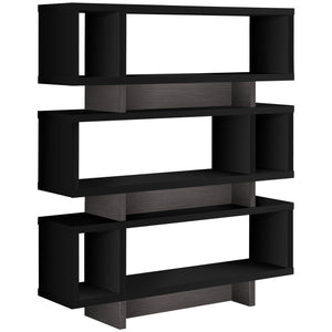 12" x 47.25" x 54.75" Black Grey Particle Board Hollow Core  Bookcase