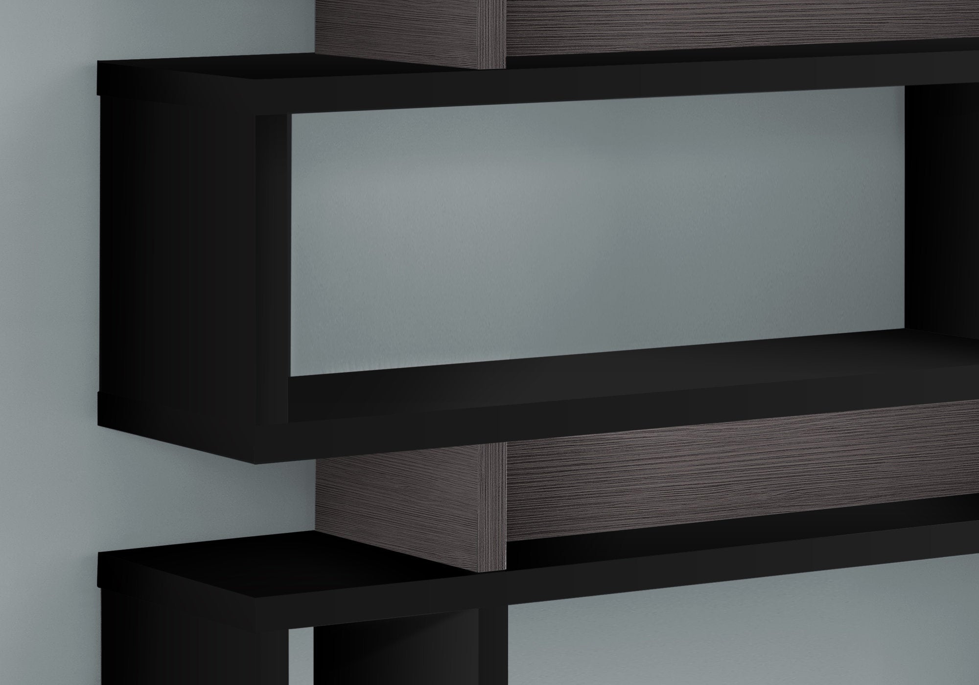 12" x 47.25" x 54.75" Black Grey Particle Board Hollow Core  Bookcase