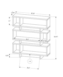 12" x 47.25" x 54.75" Black Grey Particle Board Hollow Core  Bookcase