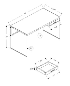 23.75" x 48" x 30" Brown Black Clear Particle Board  Computer Desk