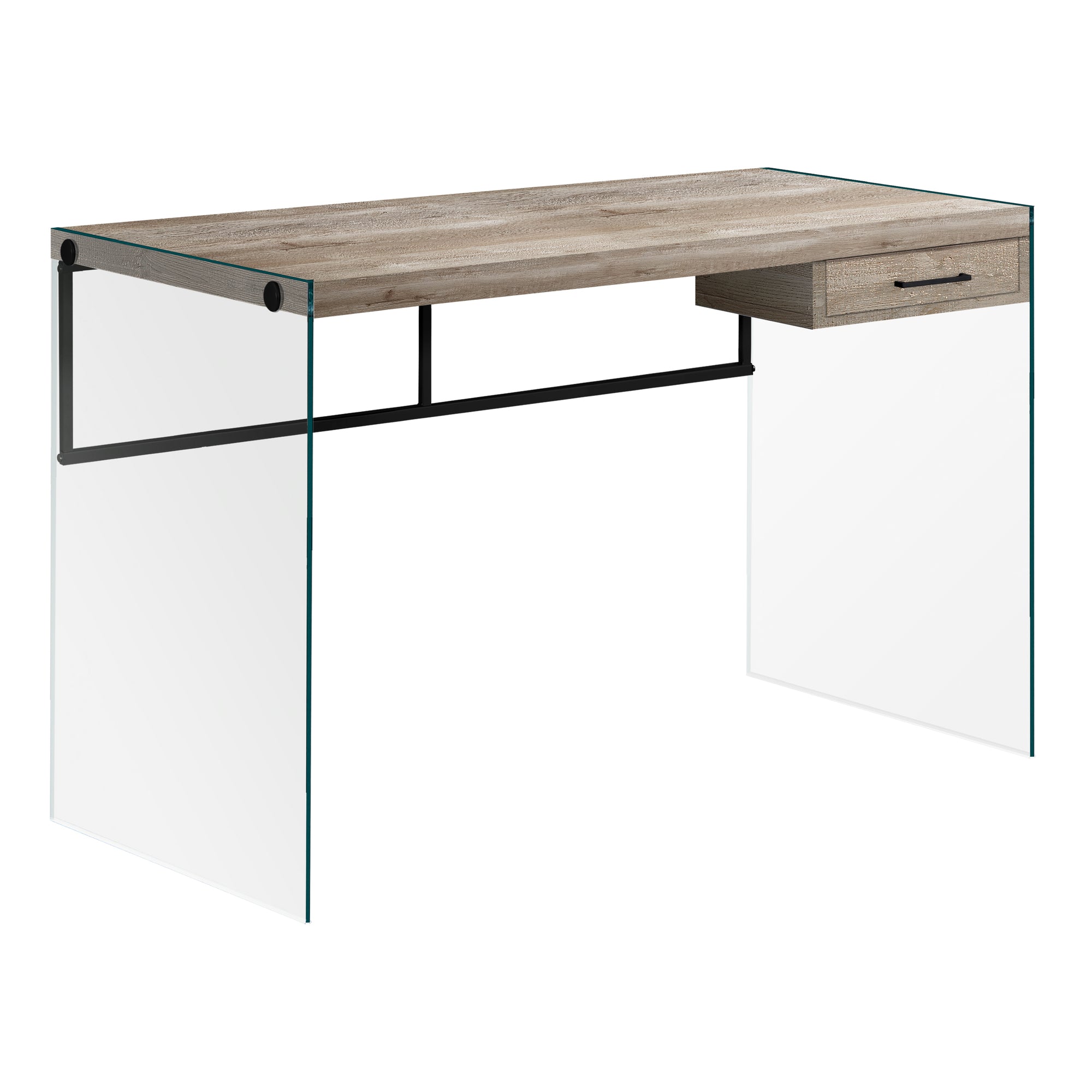 48" Taupe Reclaimed Wood with Glass Panels Computer Desk