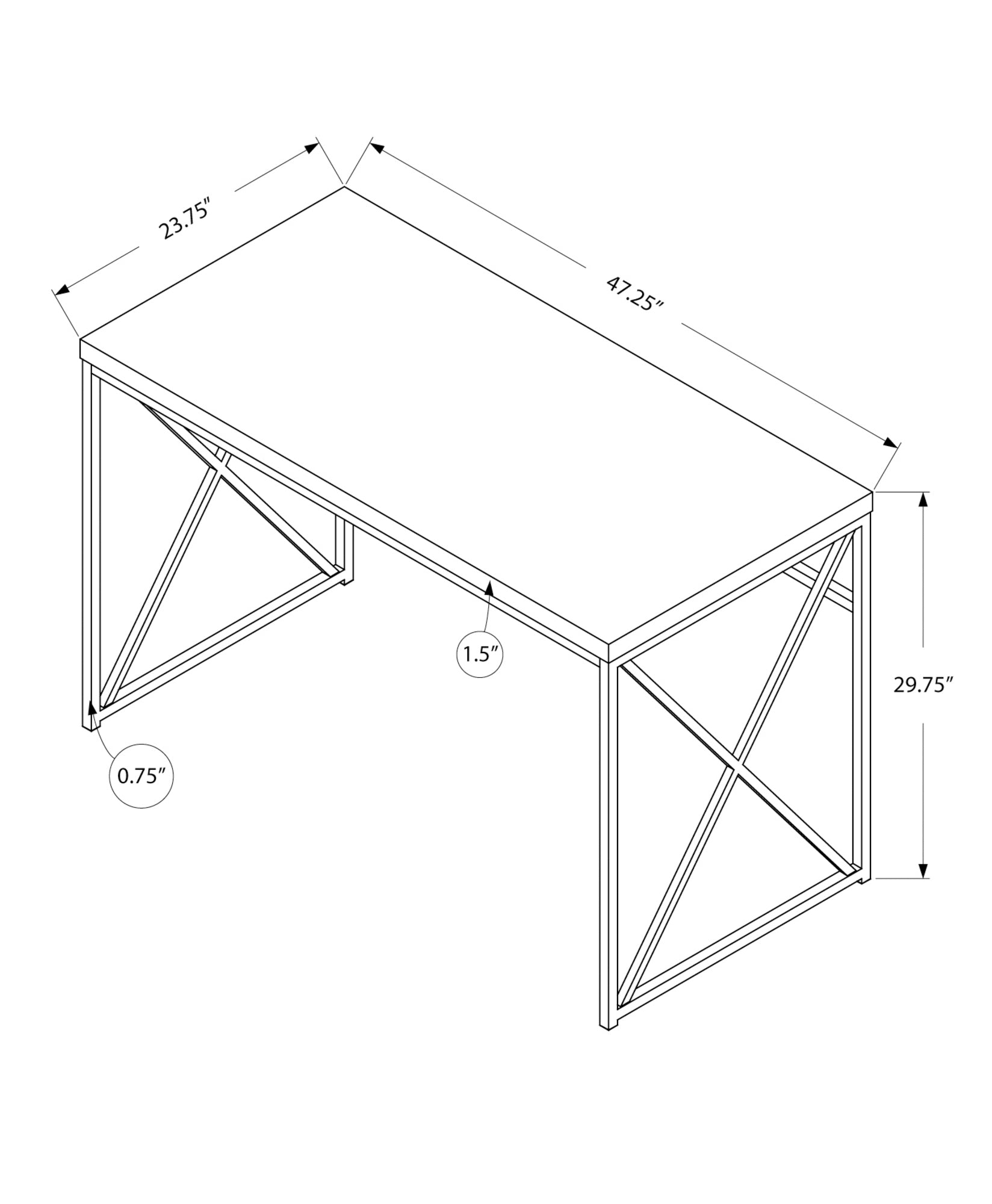 23.75" x 47.25" x 29.75" Taupe Black Particle Board Metal  Computer Desk