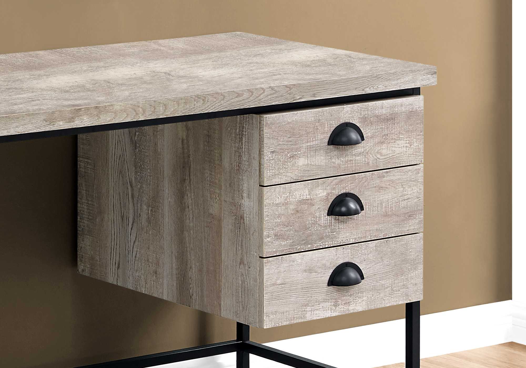 23.75" x 55.25" x 30" Taupe Black Particle Board Hollow Core Metal  Computer Desk