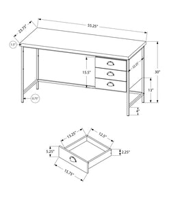 23.75" x 55.25" x 30" Black Particle Board Hollow Core Metal  Computer Desk