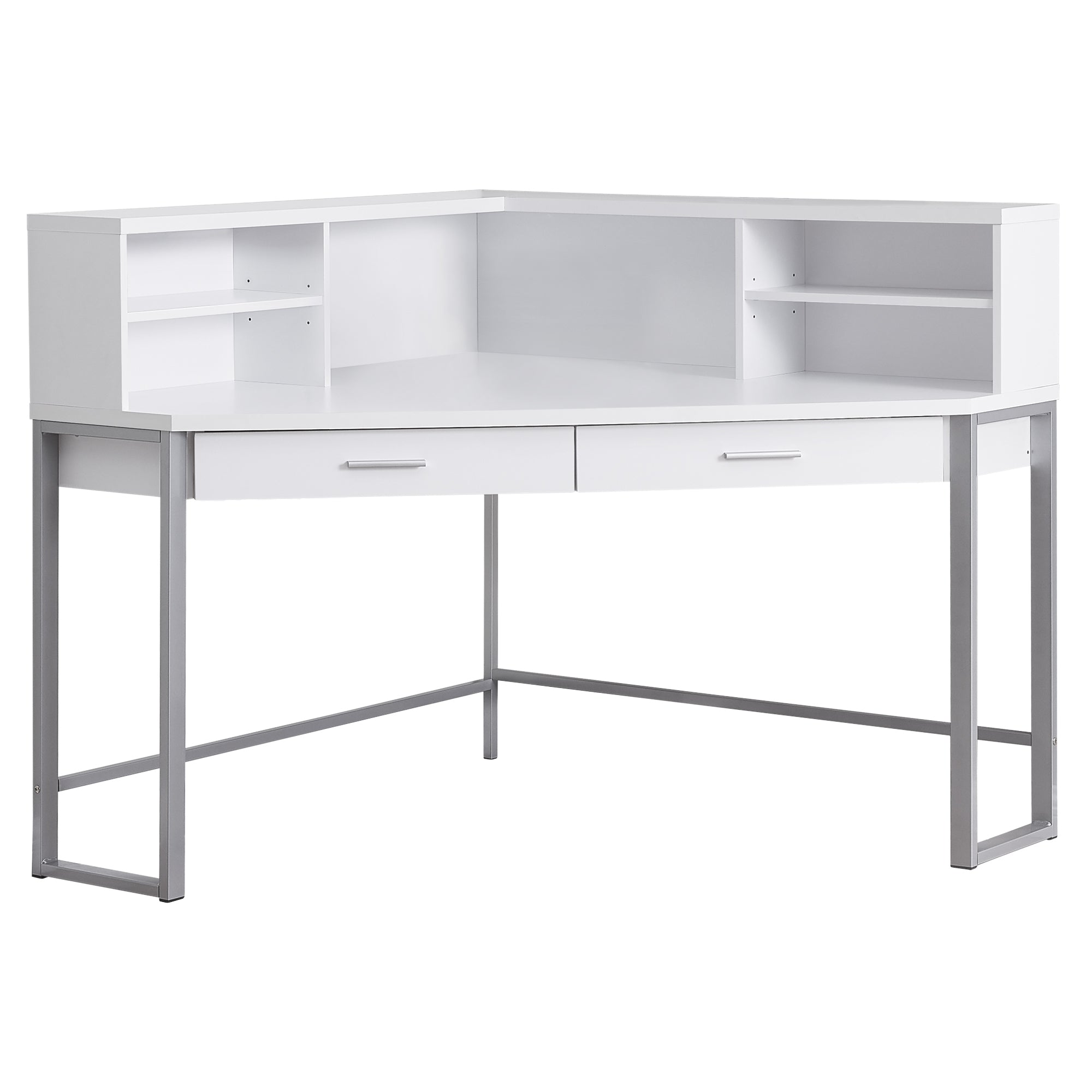 47.5" x 47.5" x 42" White Silver Particle Board Hollow Core Metal  Computer Desk