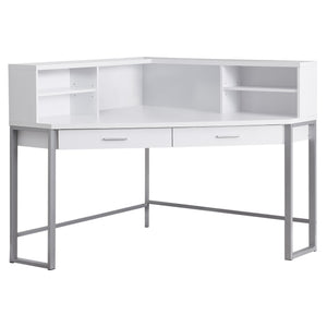 47.5" x 47.5" x 42" White Silver Particle Board Hollow Core Metal  Computer Desk