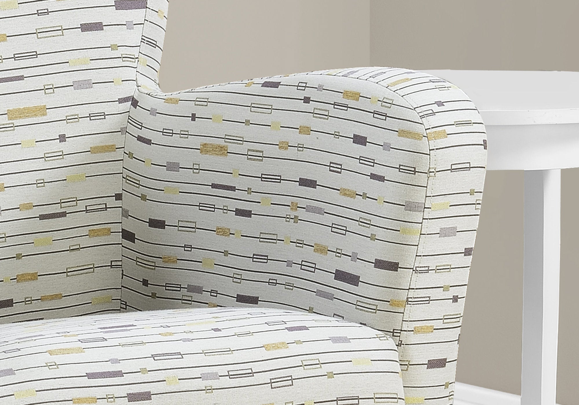Earth Tone Graphic Pattern Fabric Accent Chair