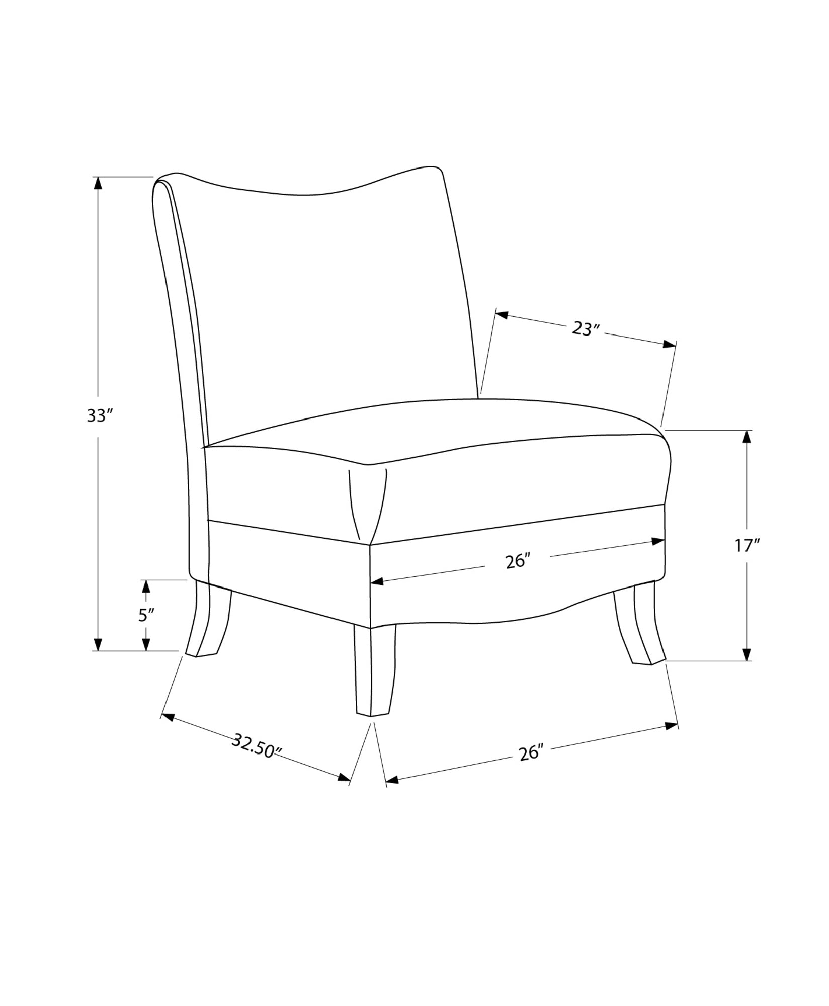 32.5" x 26" x 33" Brown Black Leather-Look Foam Accent Chair with Solid Wood Frame
