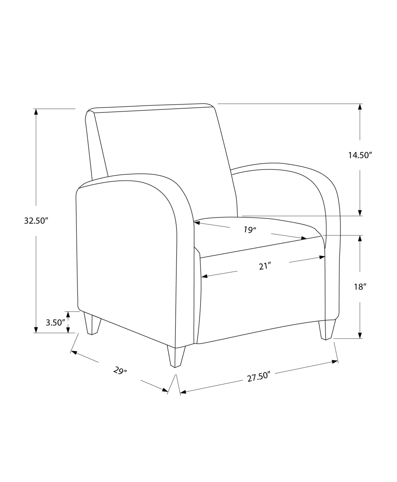 29" x 27.5" x 32.5" White Leather-Look Foam Accent Chair with Solid Wood Frame
