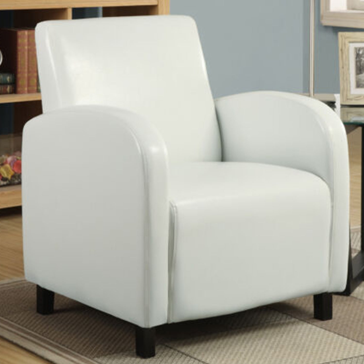29" x 27.5" x 32.5" White Leather-Look Foam Accent Chair with Solid Wood Frame