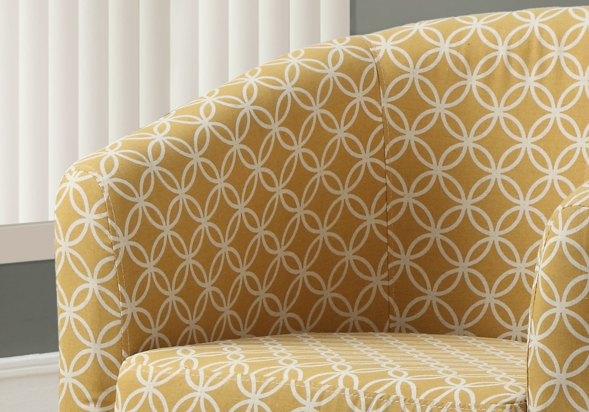 45.5" x 49" x 45.5" Yellow Cotton Linen Foam Accent Chair with Black Solid Wood Frame