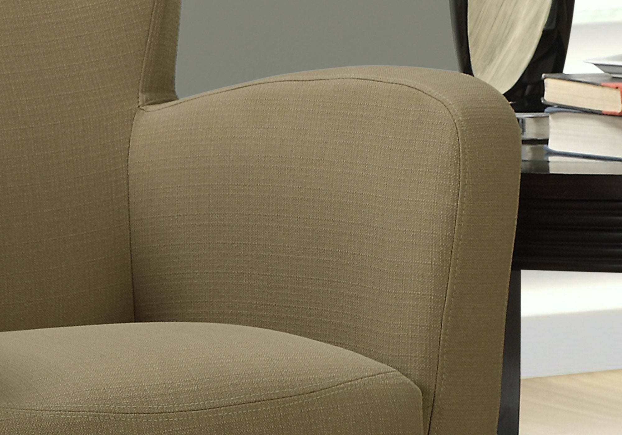 Brown Linen Fabric Accent Chair