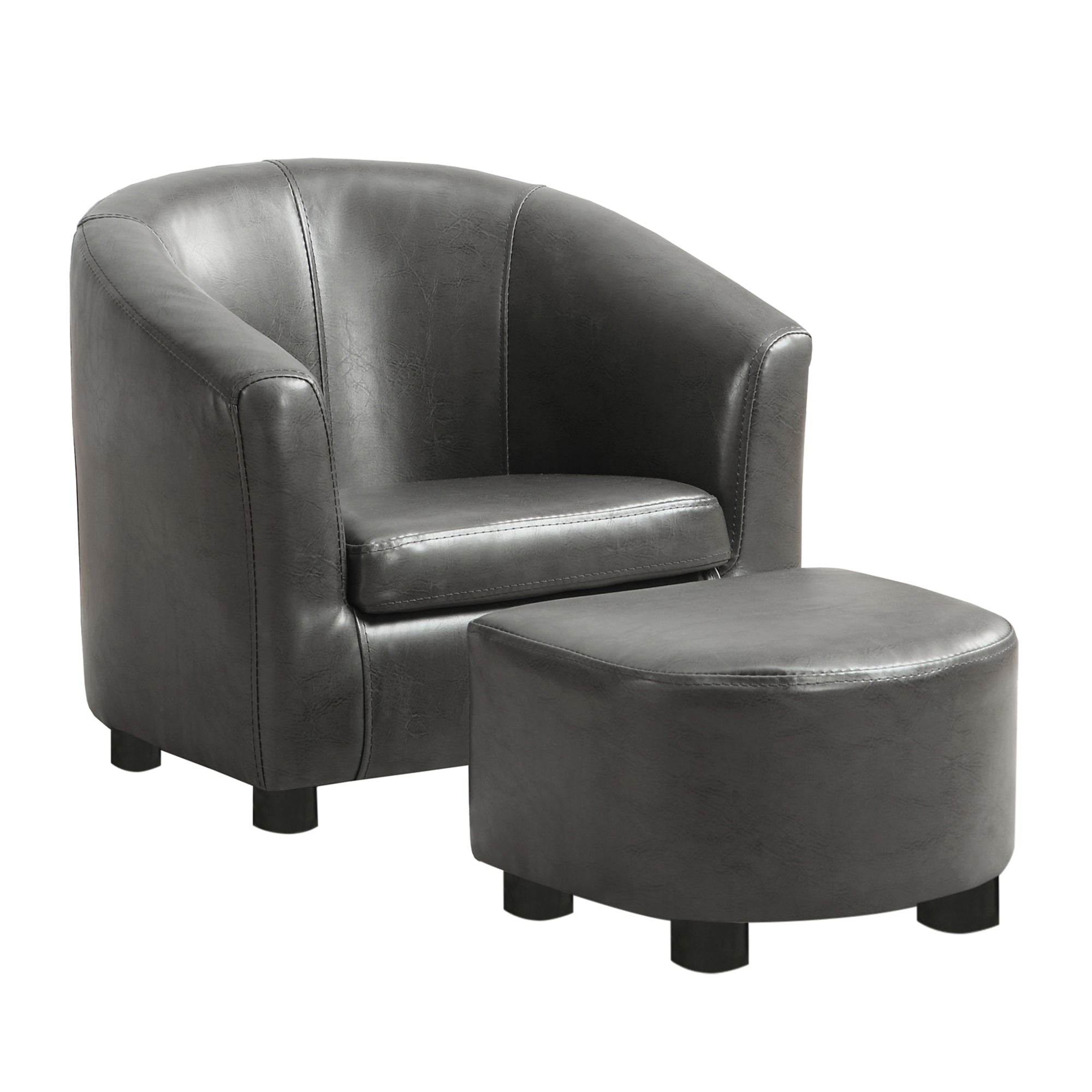 30.5" x 33" x 26" Charcoal Grey Leather Look Chair  Set of 2