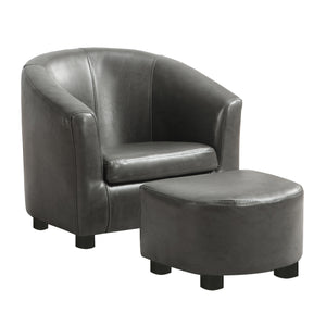 30.5" x 33" x 26" Charcoal Grey Leather Look Chair  Set of 2