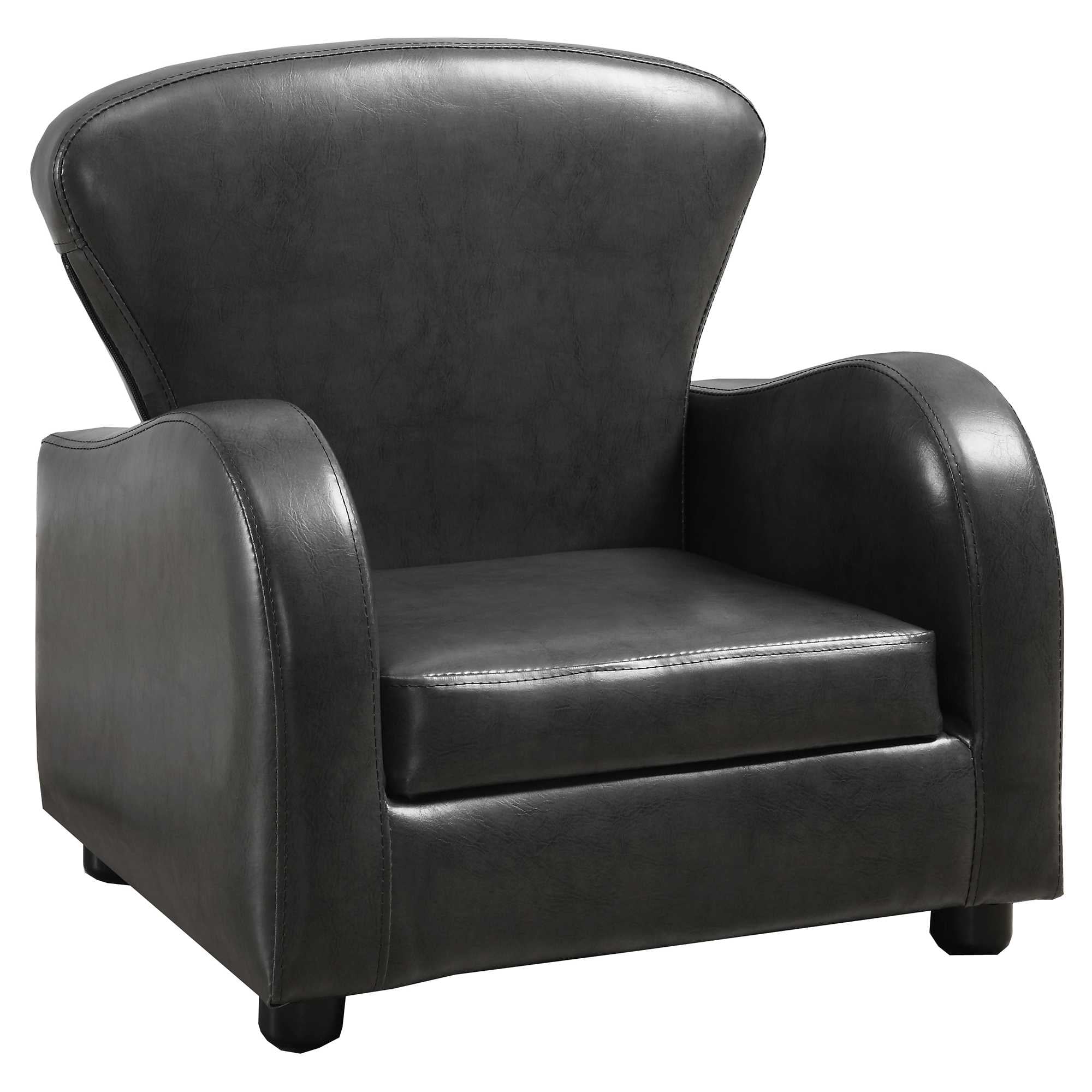 20" Charcoal Grey Leather Look and Solid Wood Foam Chair