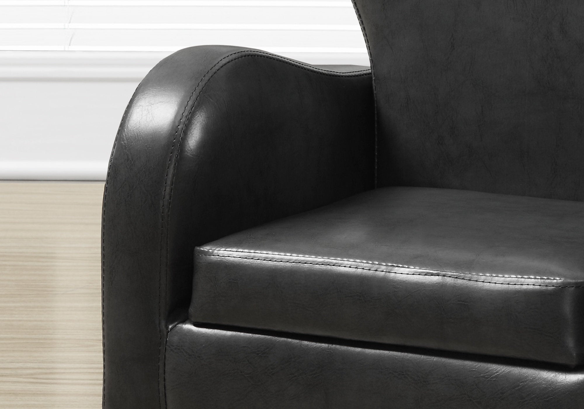 20" Charcoal Grey Leather Look and Solid Wood Foam Chair