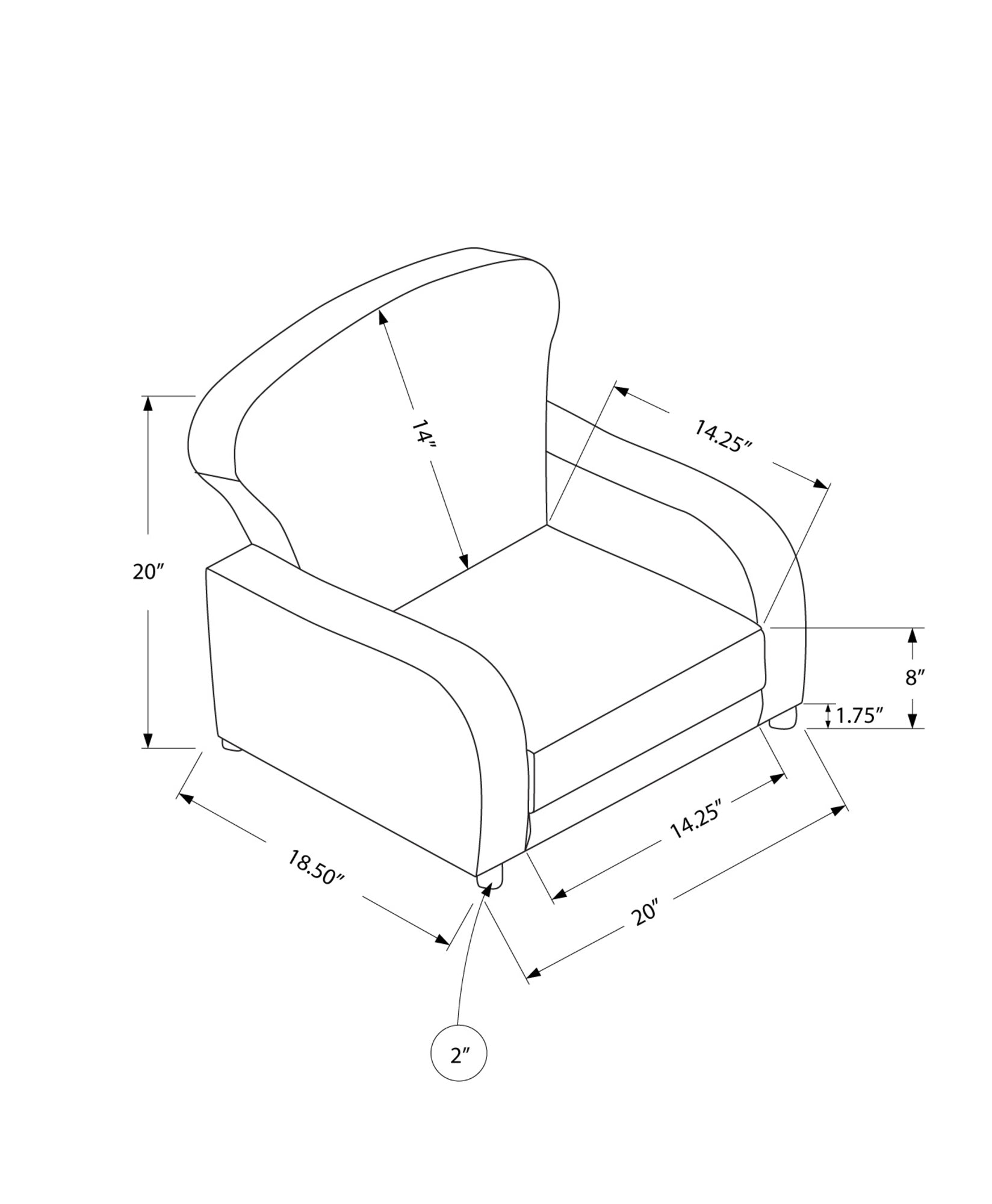 18.5" x 20" x 20" Grey and White Cotton Polyester Chair