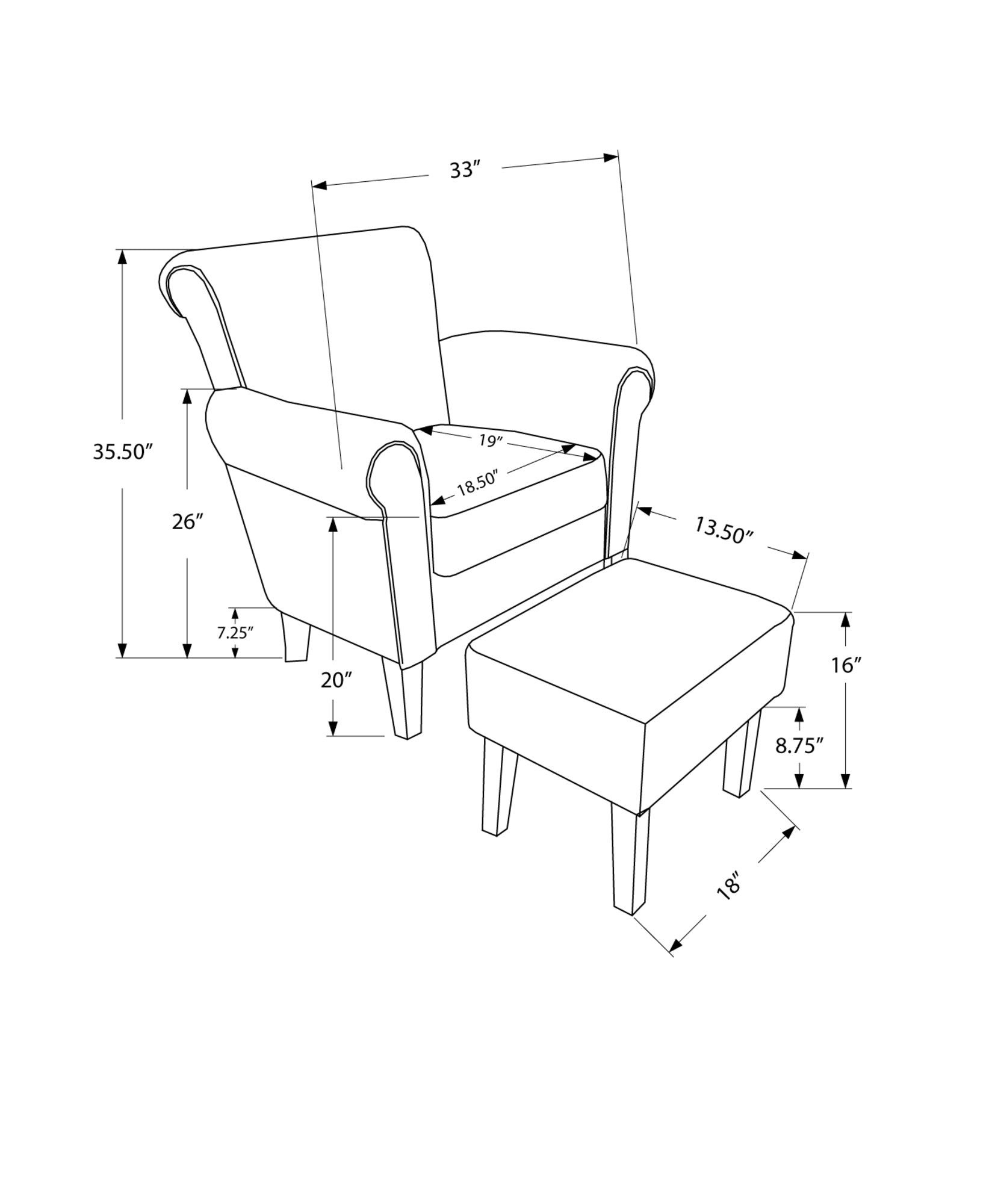 42" x 51" x 51.5" Beige and Black Cotton Linen Foam and Solid Wood Accent - Chair Set of 2