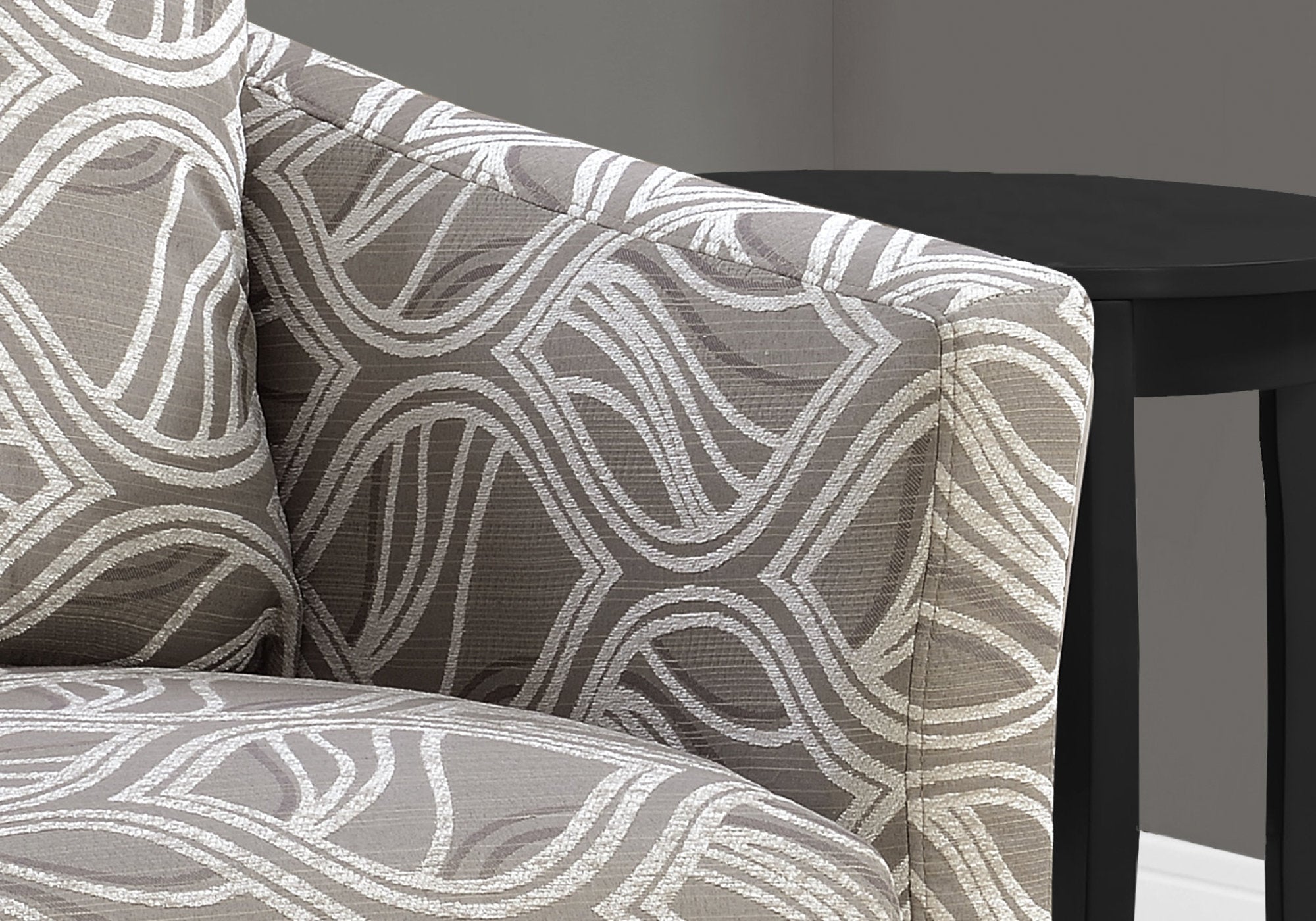 Taupe Leaf Design Fabric Accent Chair