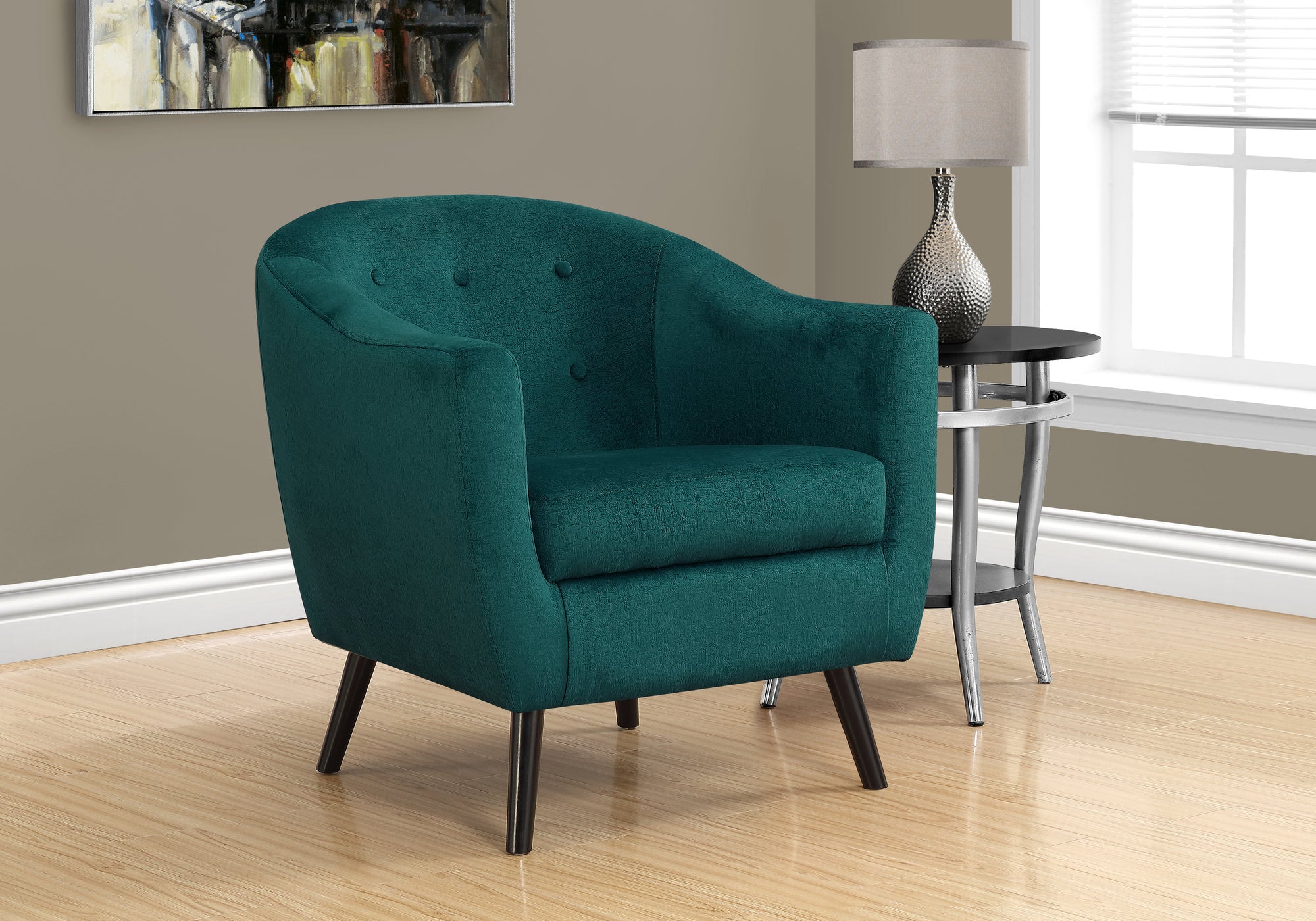 Emerald Green Mosaic Velvet Accent Chair