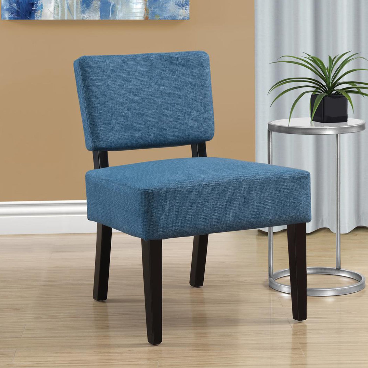 27.5" x 22.75" x 31.5" Blue Foam Accent Chair with Solid Wood Frame