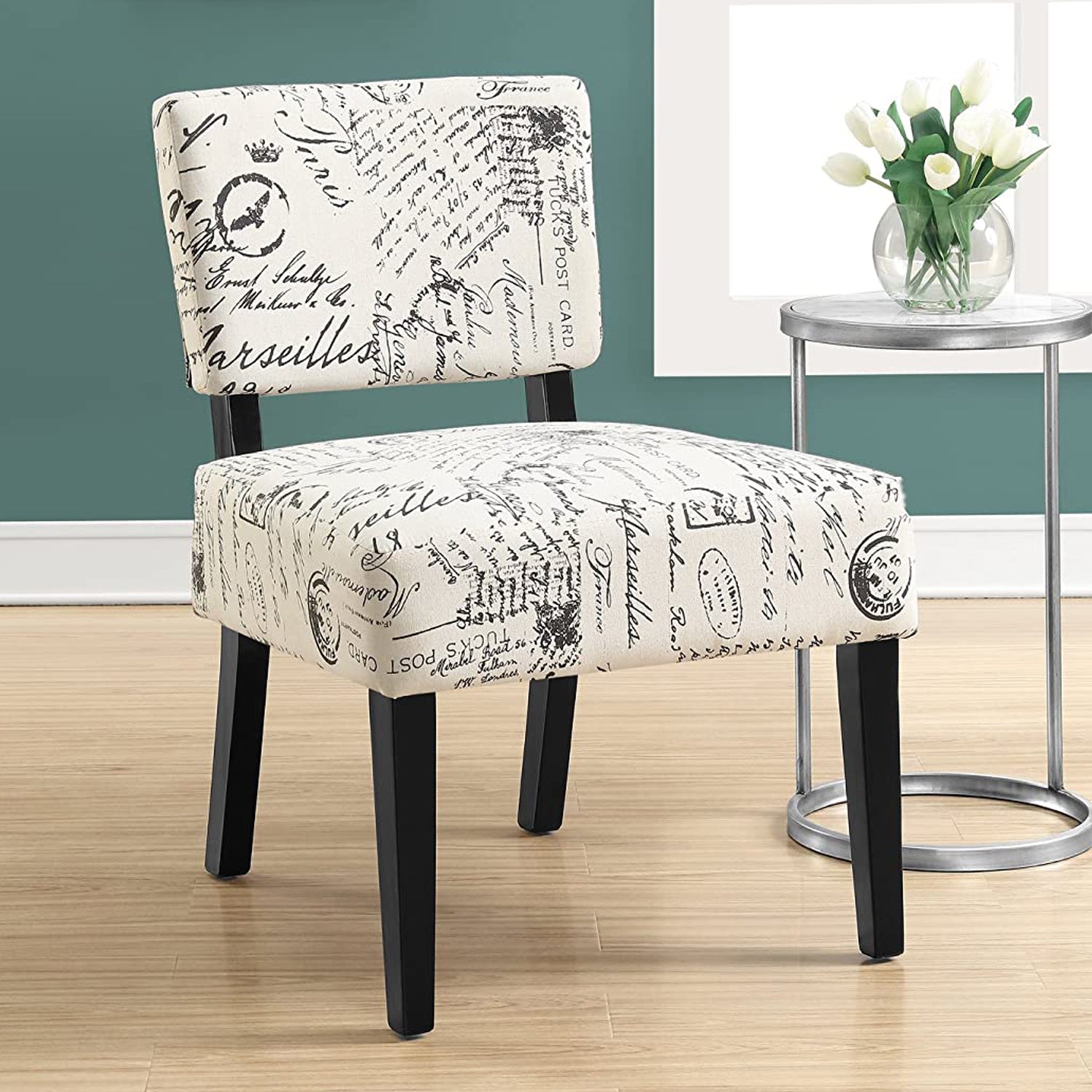 27.5" x 22.75" x 31.5" Beige Cotton Linen Foam Accent Chair with Solid Wood Frame