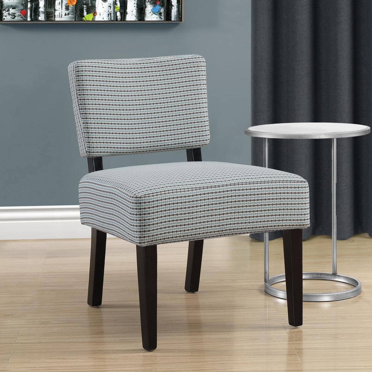 27.5" x 22.75" x 31.5" Blue Grey Foam Accent Chair with Solid Wood Frame