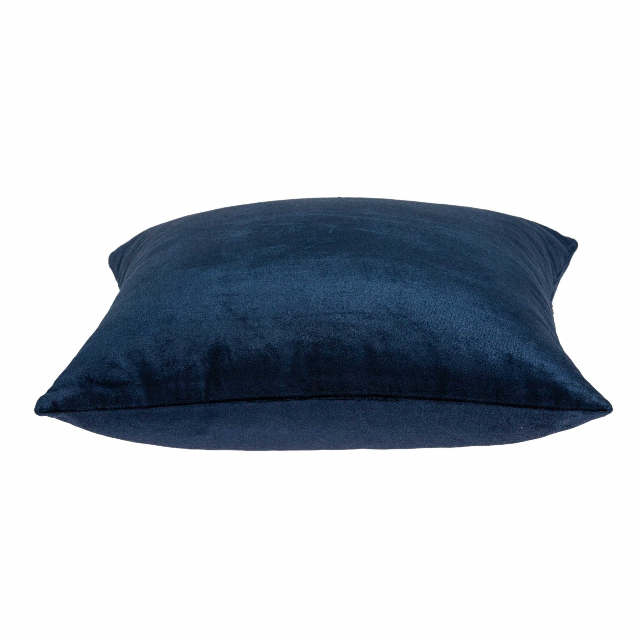 18" x 0.5" x 18" Transitional Navy Blue Solid Pillow Cover