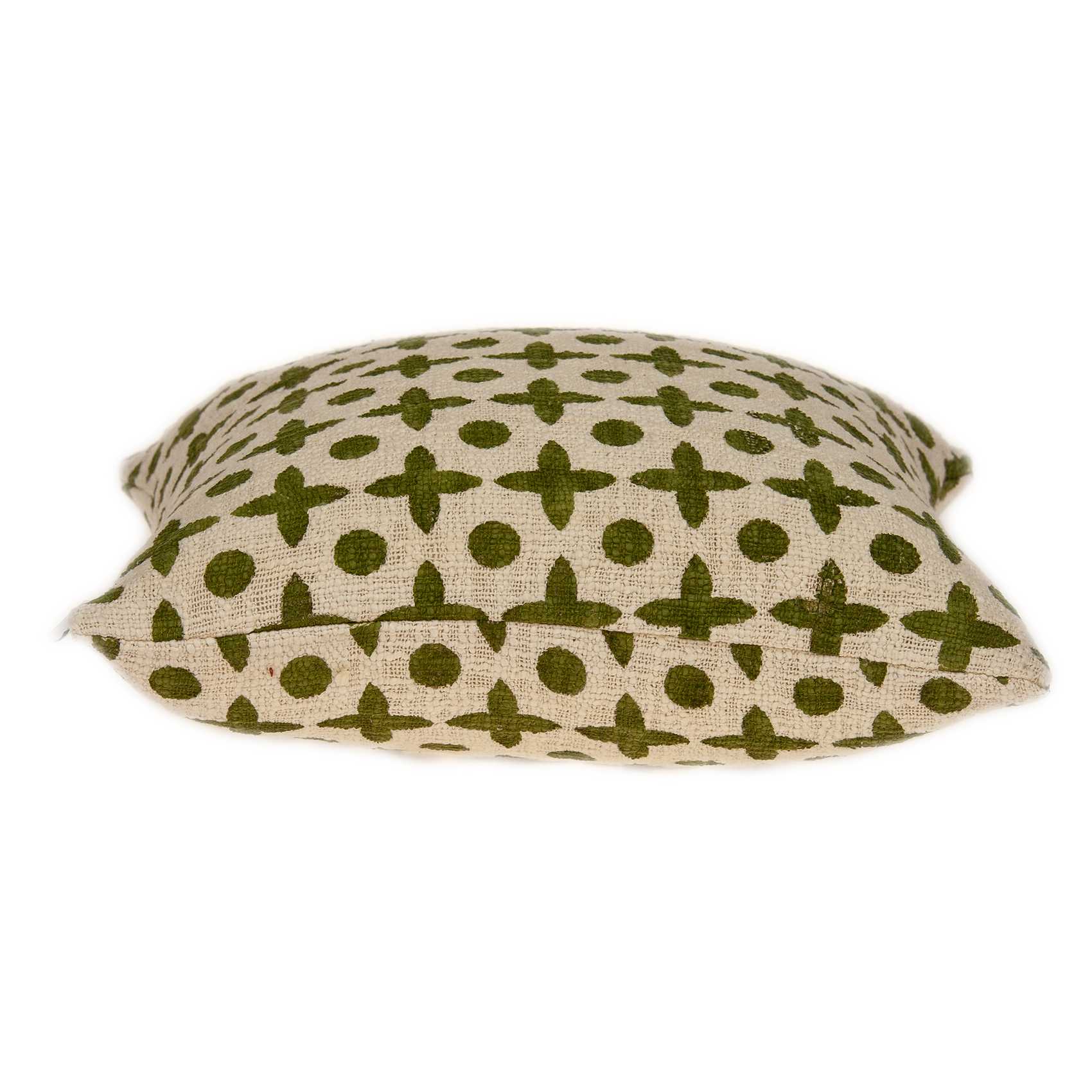 Geometric Design Beige and Green Printed Pillow Cover