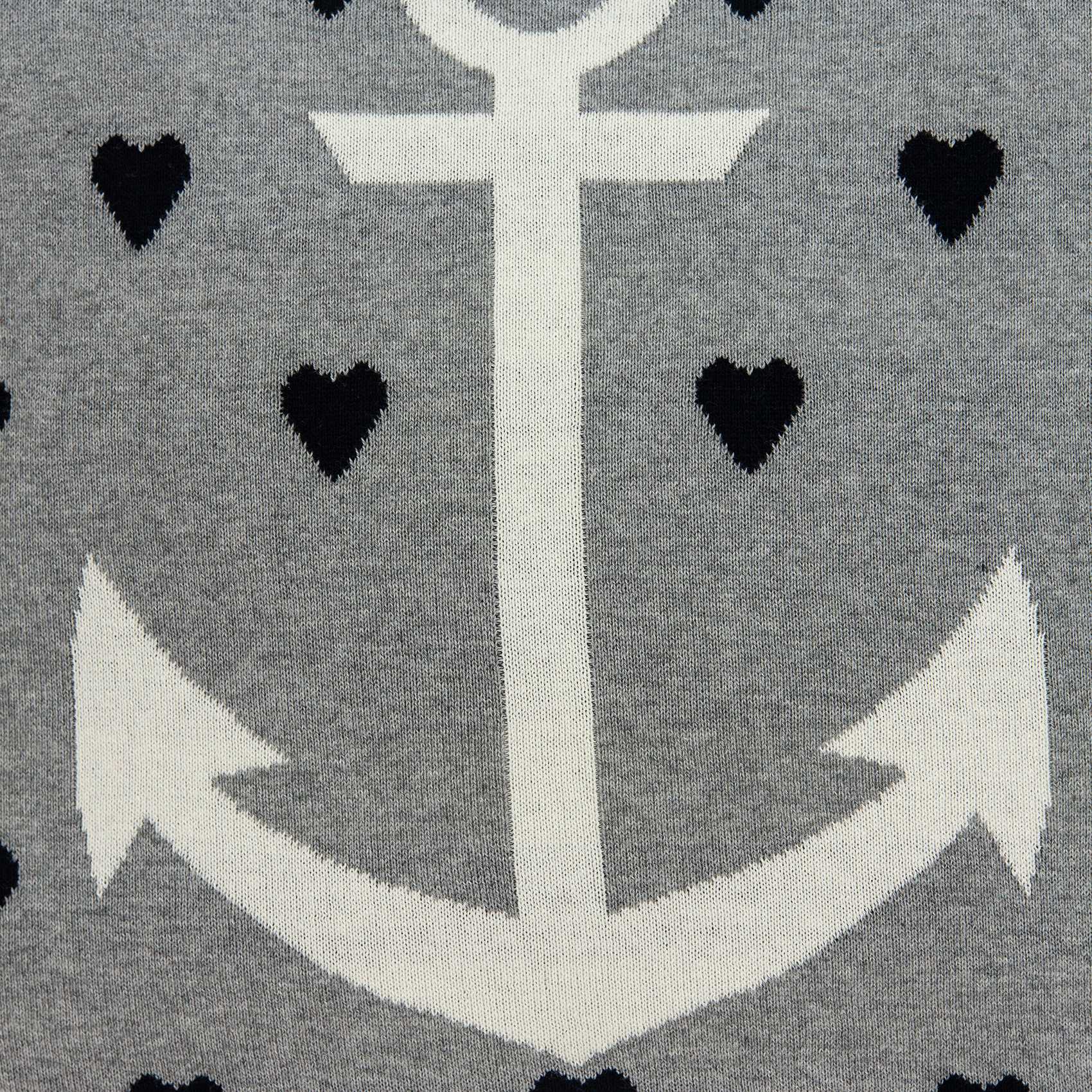 Grey White and Black Nautical Anchor Pillow Cover