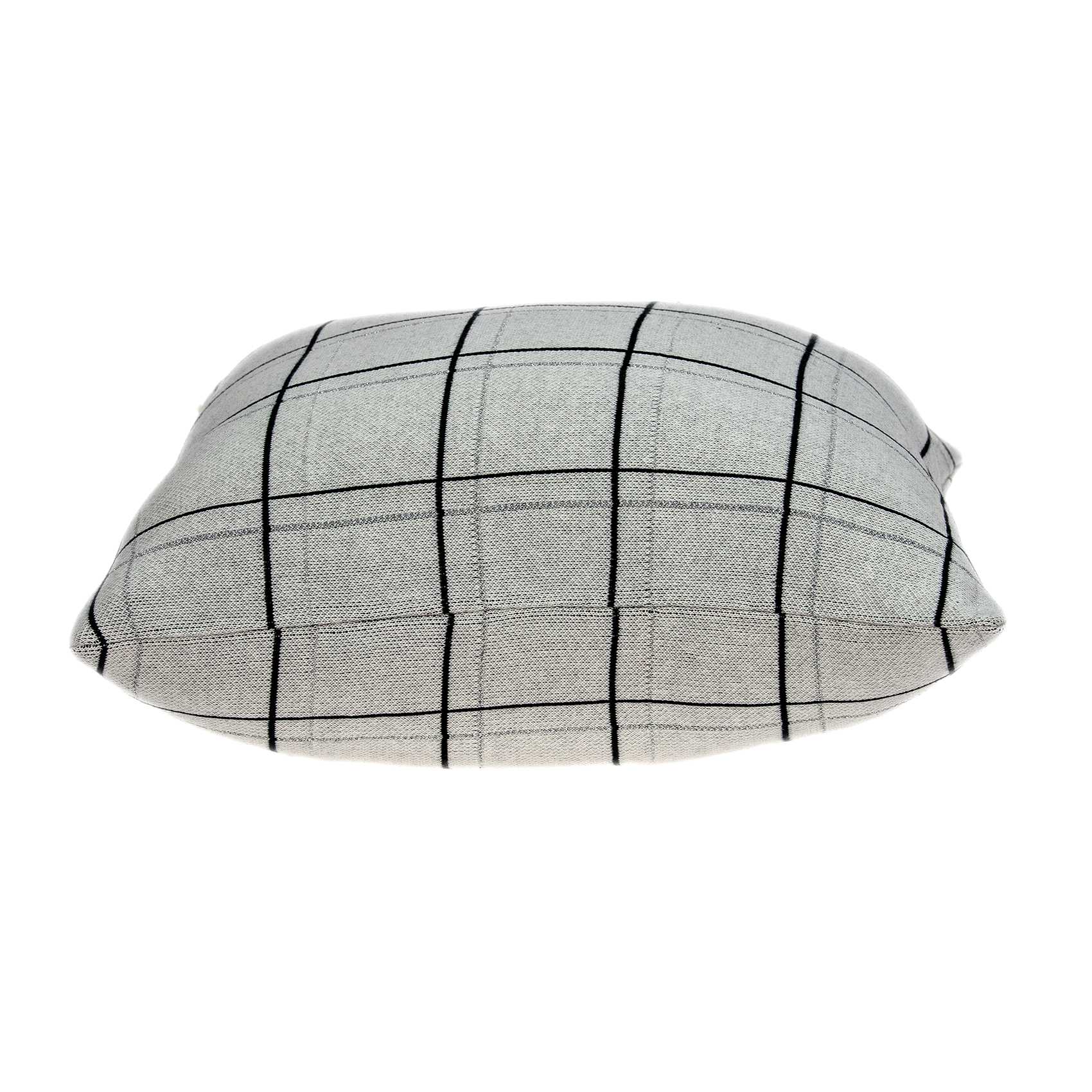 Large Scale Tan and Grey Plaid Cotton Accent Pillow Cover