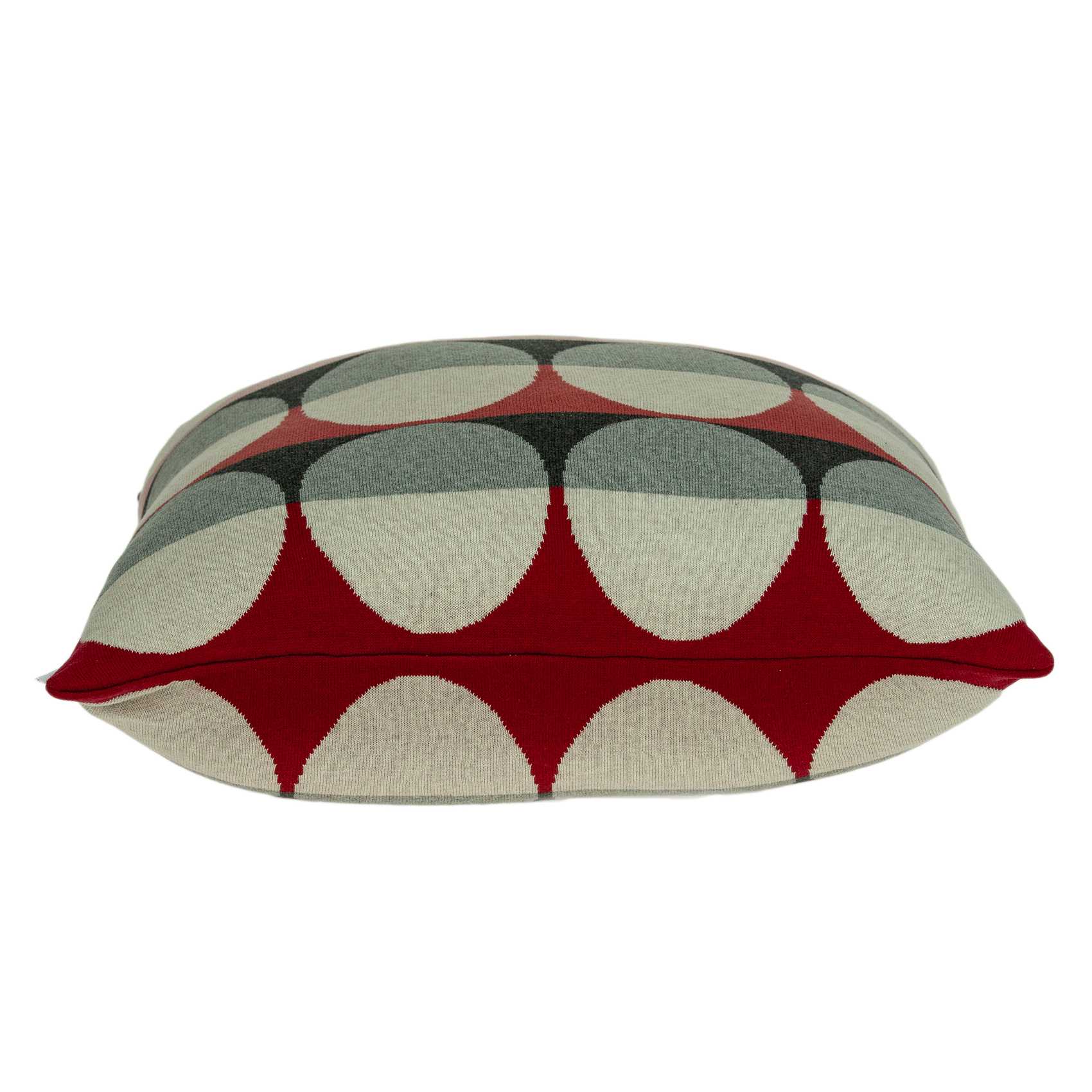 20" x 0.5" x 20" Transitional Gray And Red Cotton Pillow Cover