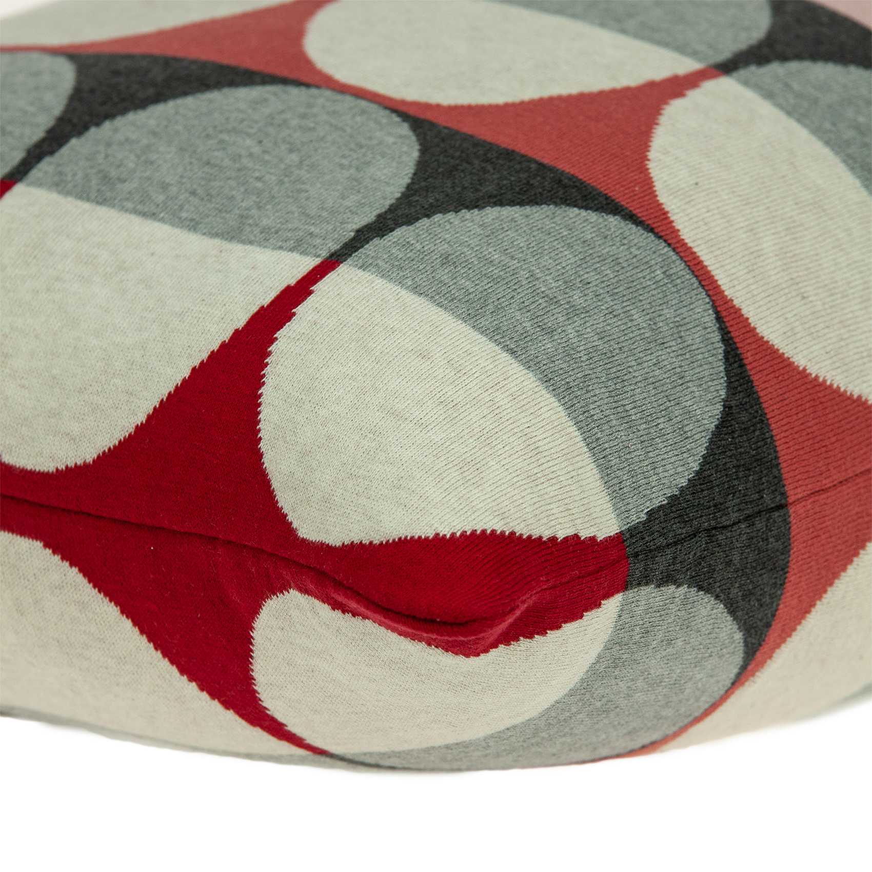 20" x 0.5" x 20" Transitional Gray And Red Cotton Pillow Cover