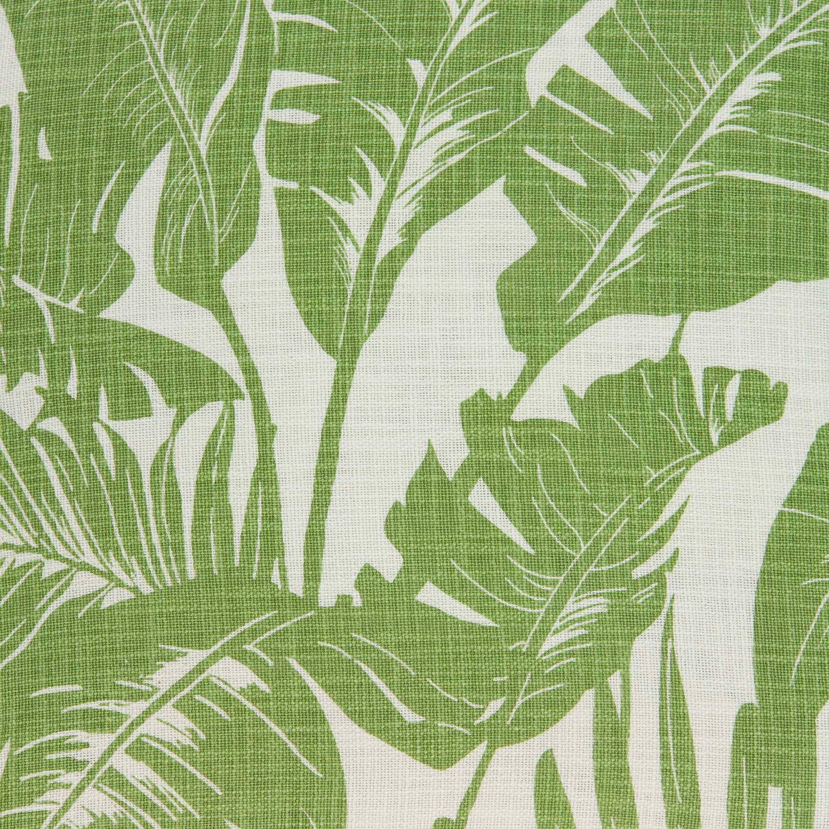 Tropical Green Palm Leaf on Beige Pillow Cover