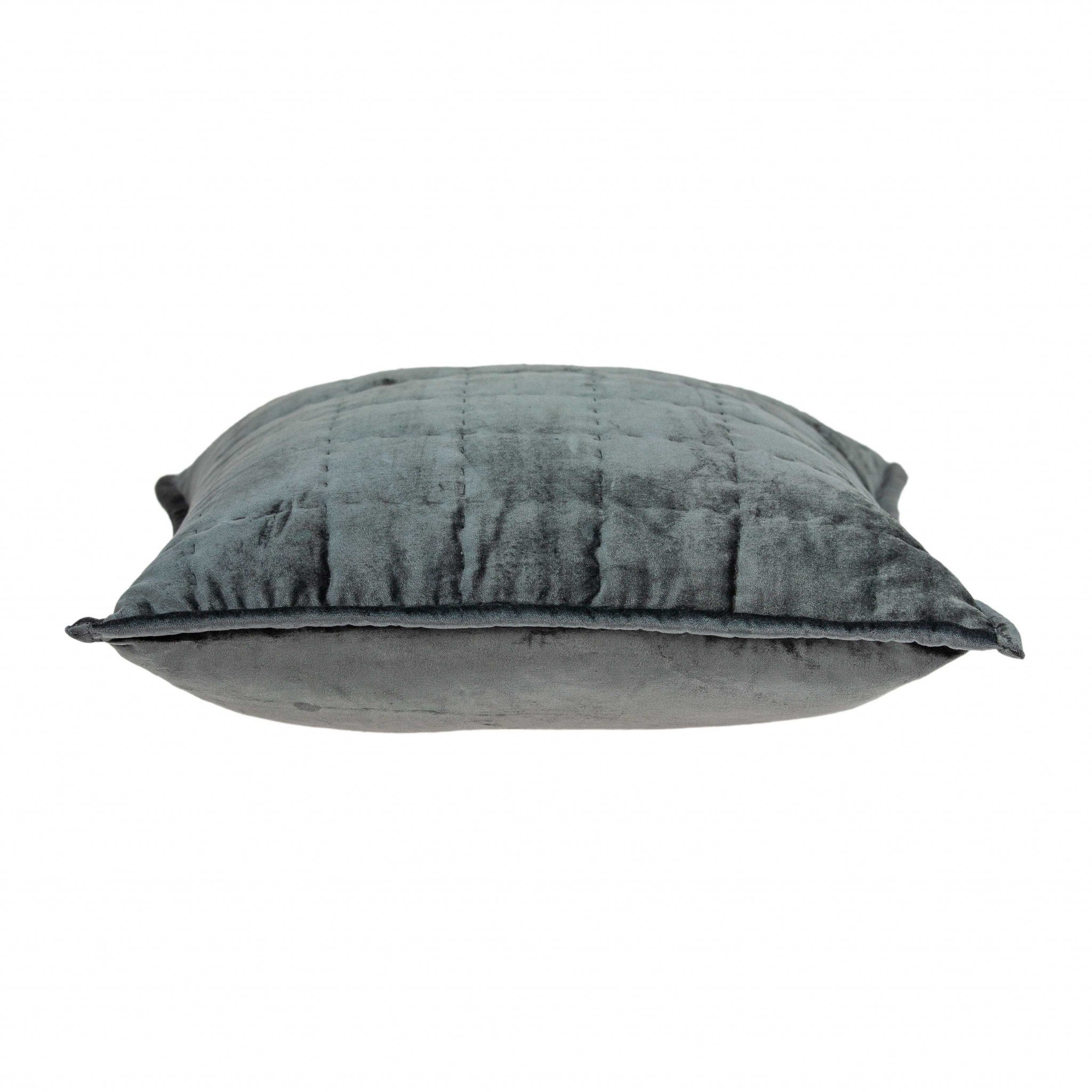 Super Soft Charcoal Solid Quilted Pillow Cover